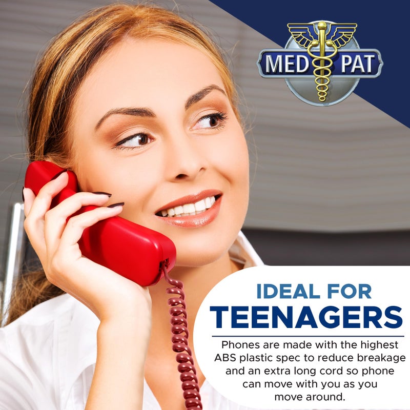 Med-Pat T4-R Full-Featured Trimline Telephone with Super Bright Ring Light Indicator - Clear Ear Sound w/Full Range Volume Control, Ideal for Hotel, Business & Landline Home Use- Red - Image 5